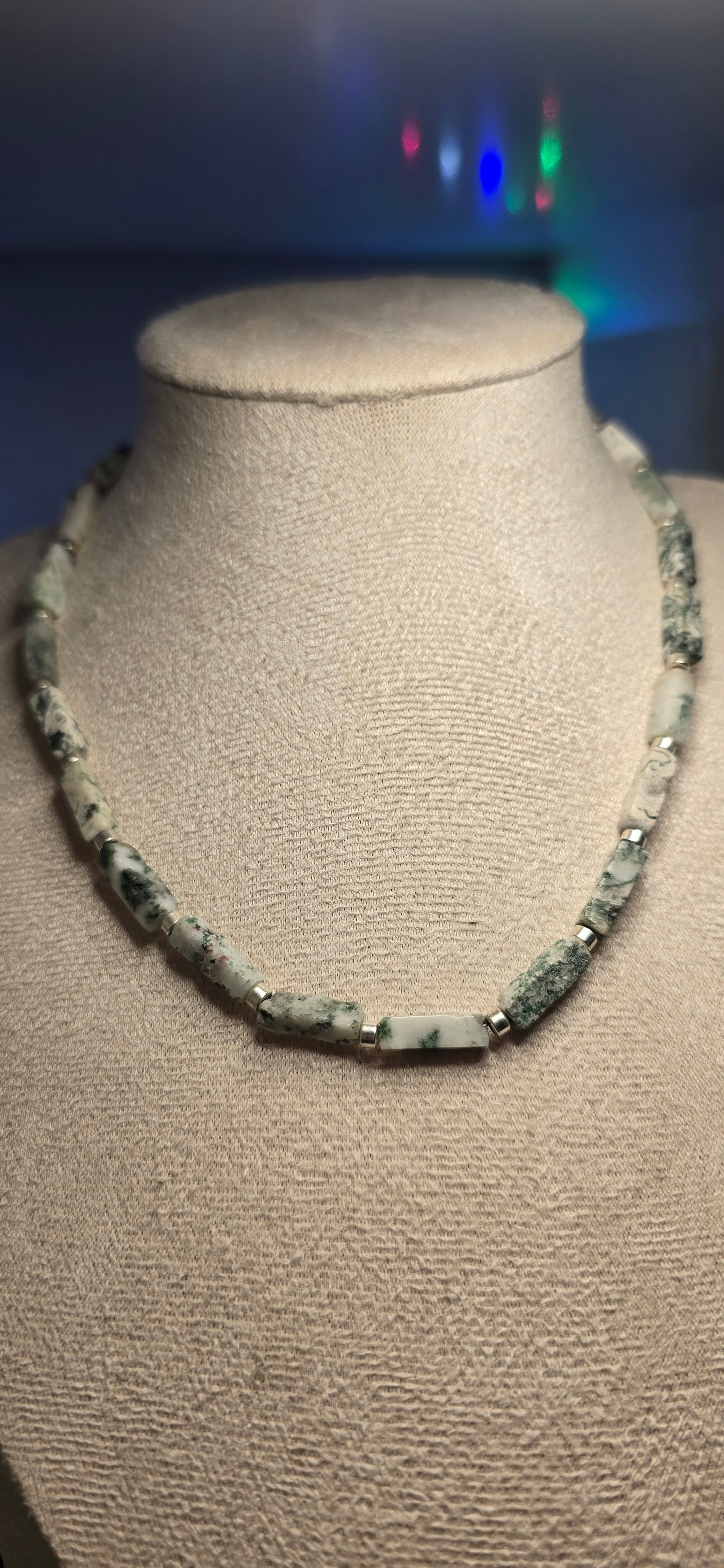 Architettura di Bosco: Collana in Agata Muschiata Rettangolare