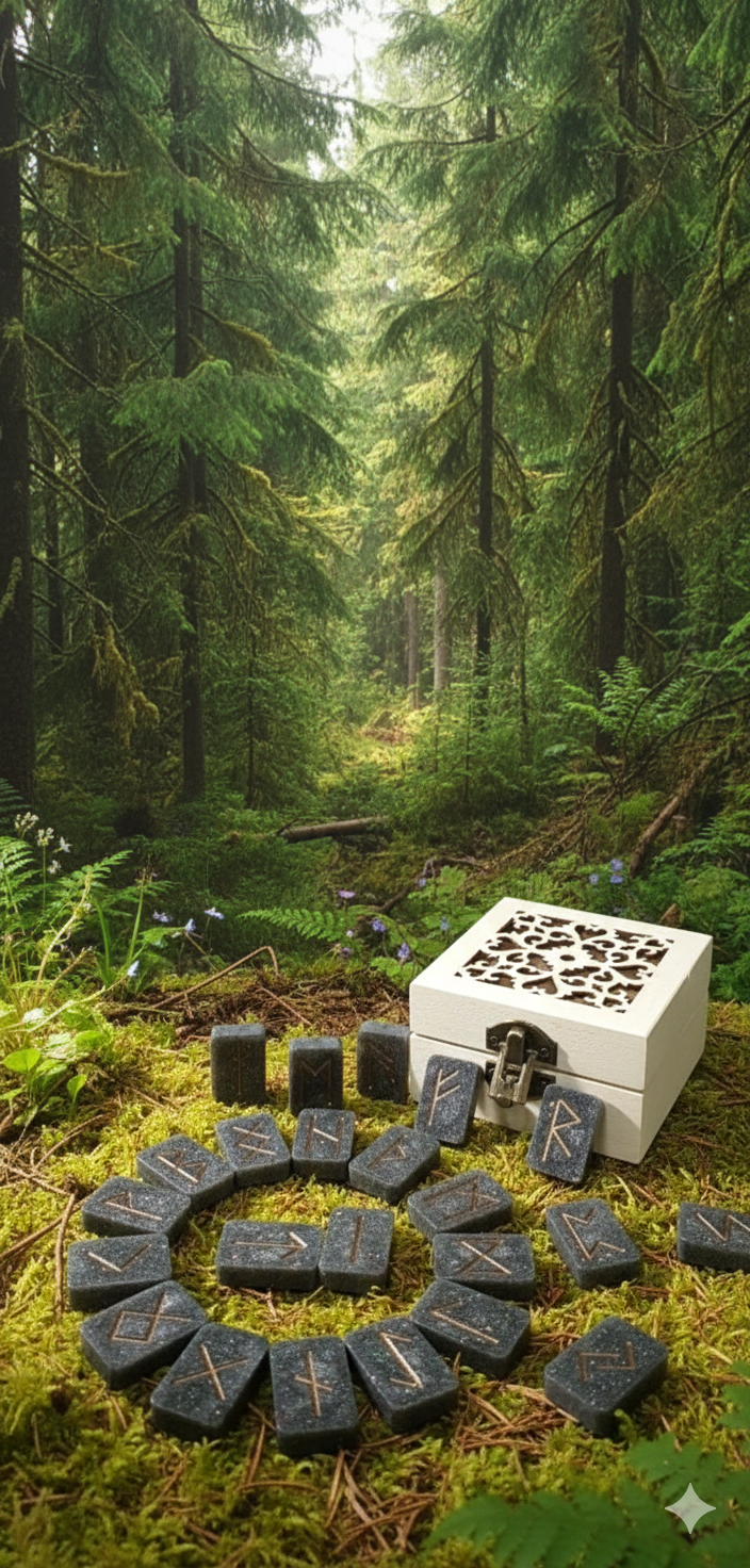 🌲 Set di Rune Celtiche Artigianali in Resina 🌲