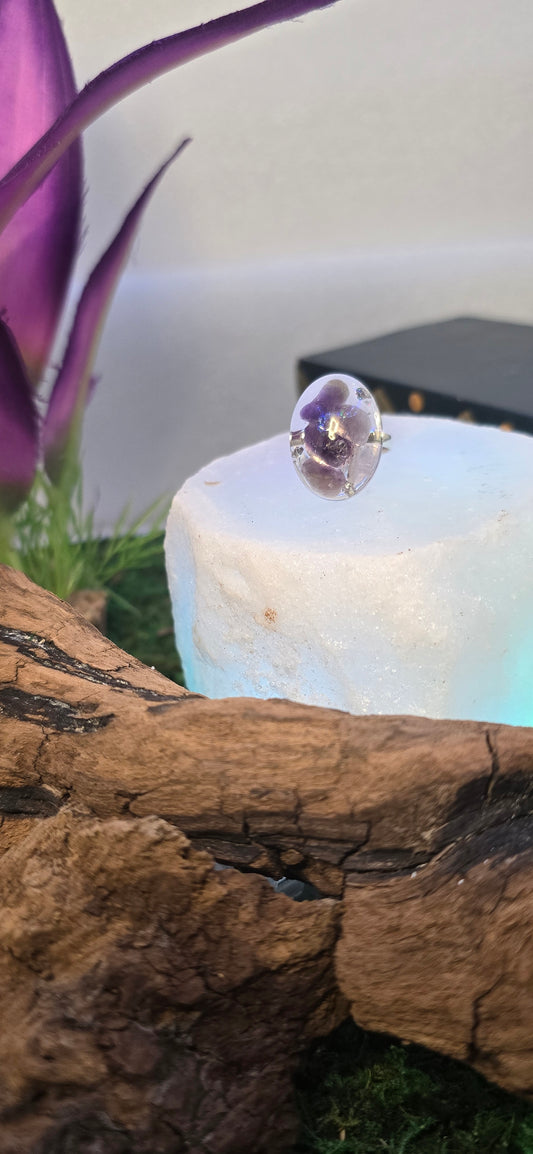 Anello "Trasparenza dello Spirito": Resina e Ametista