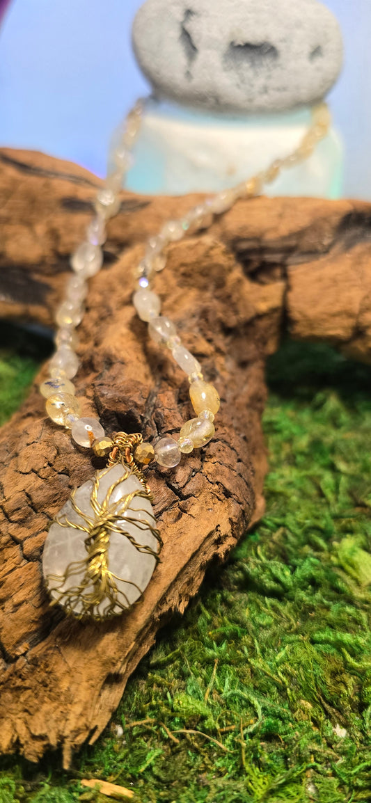 Splendore Vitale: Collana in Citrino e Quarzo Bianco