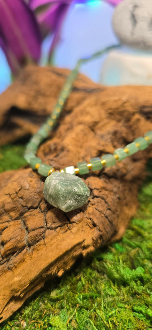 Geometrie Boschive: Collana in Avventurina e Agata Muschiata