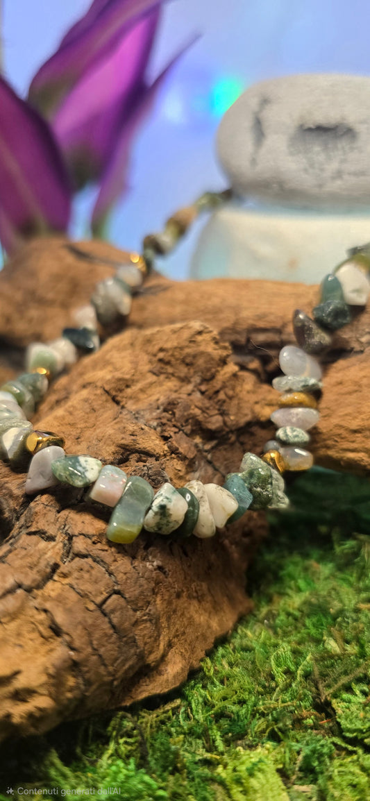 Forza Terrena: Collana in Agata Muschiata e Ematite