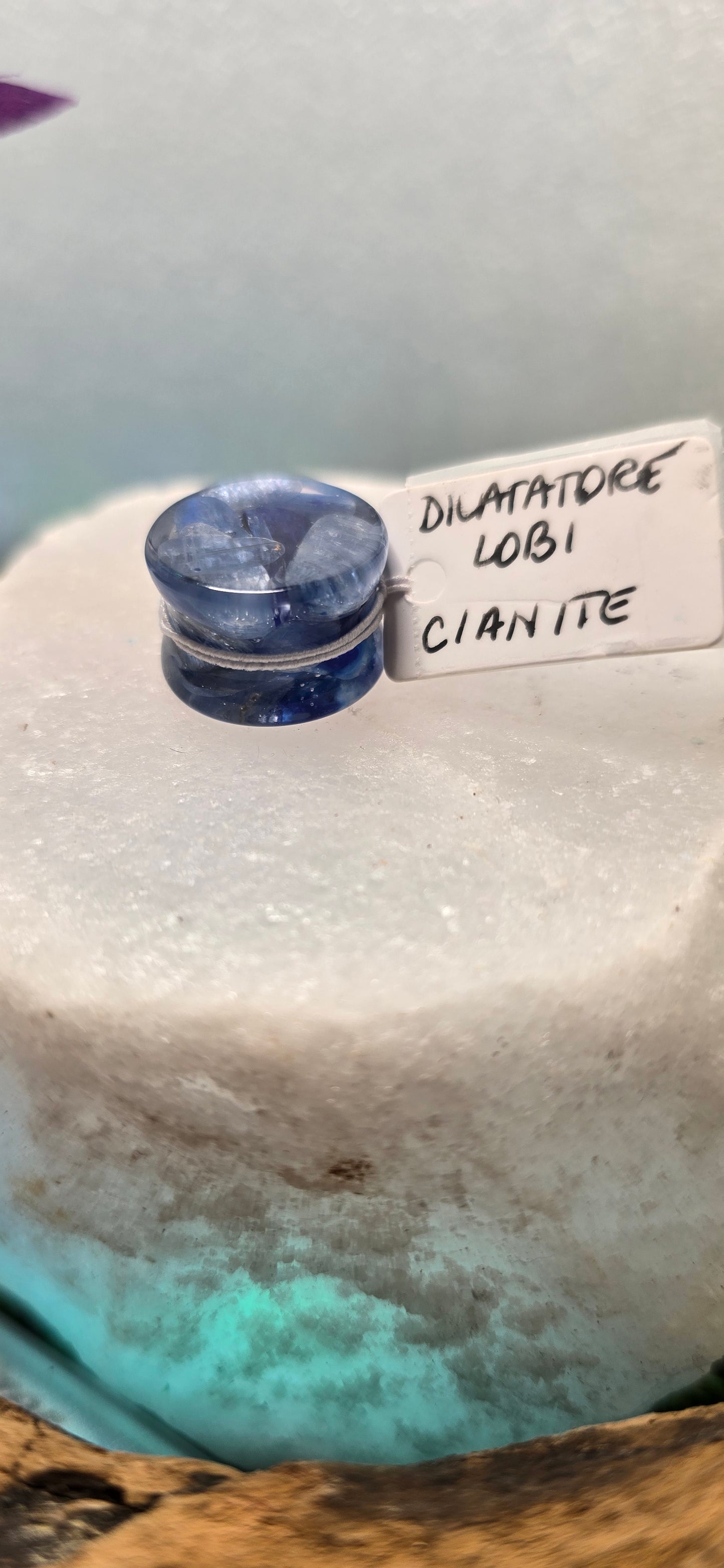 DIlatatore lobi Orecchino in Cianite e Resina Pietra del Ponte