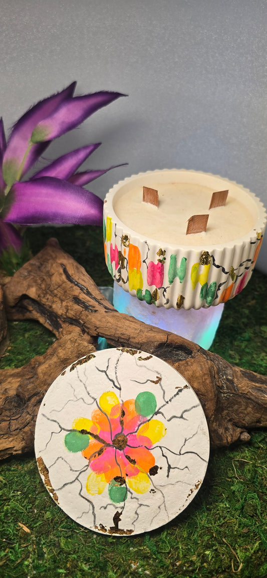 Candela in gesso e soia 3 bruciatori